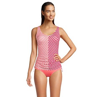 Women's Lands' End Ruched-Sides V-Neck UPF 50 Tankini Swimsuit Top