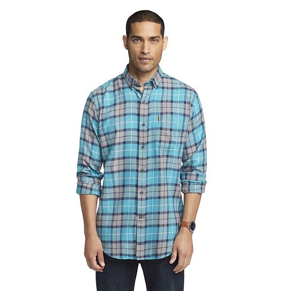 Men's IZOD Classic-Fit Untuck Length Plaid Flannel Button-Down Shirt