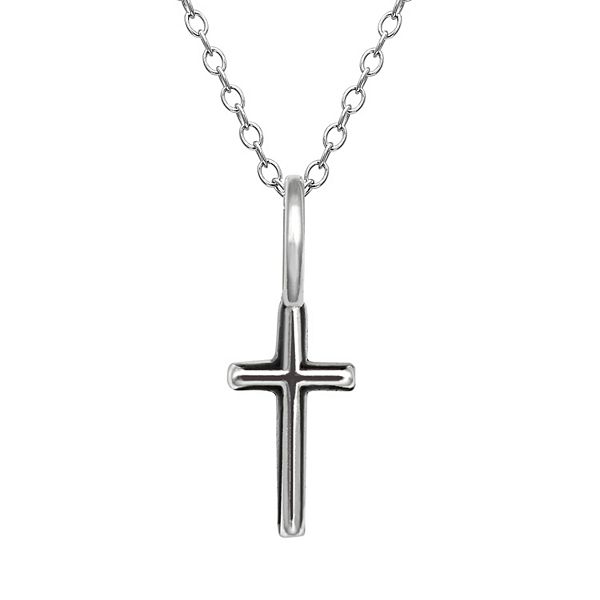 PRIMROSE Oxidized Sterling Silver Cross Pendant Necklace