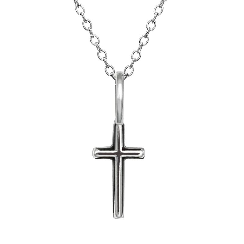 PRIMROSE Oxidized Sterling Silver Cross Pendant Necklace, Womens, Size: 1