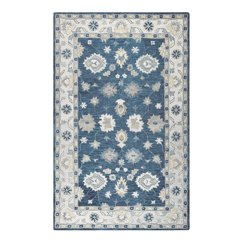 Alora Decor Napoli Wyatt Wool Rug, Blue, 5X8 Ft