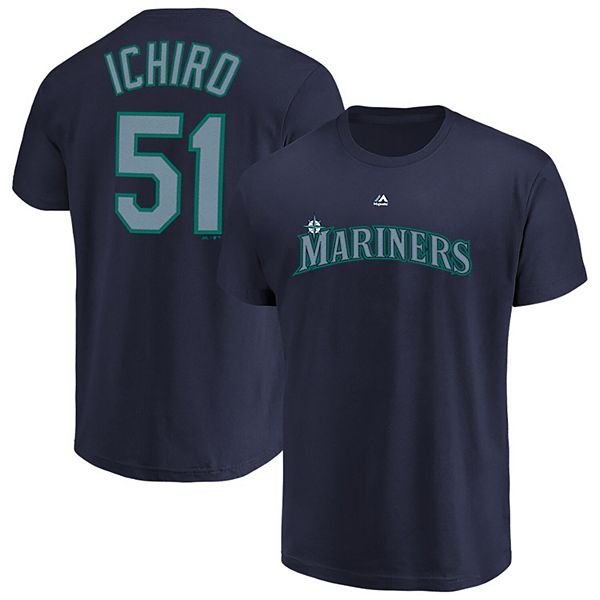 Ichiro Suzuki Seattle Mariners Majestic Official Name & Number T-Shirt -  Light Blue