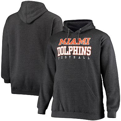 Men's Fanatics Branded Heathered Charcoal Miami Dolphins Big & Tall Practice Pullover Hoodie