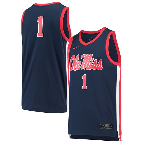 Men's Nike #1 Light Blue Ole Miss Rebels Replica Basketball Jersey