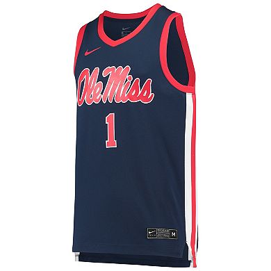 Men's Nike #1 Navy Ole Miss Rebels Replica Basketball Jersey