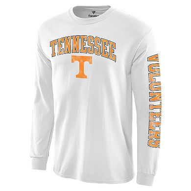 Men's White Tennessee Volunteers Distressed Arch Over Logo Long Sleeve Hit T-Shirt