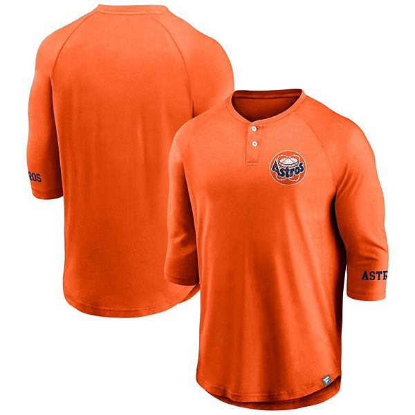Men's Fanatics Branded Orange Houston Astros Sport Resort Weathered Henley  Washed Raglan 3/4-Sleeve T-Shirt
