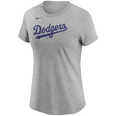 Women's Nike Mookie Betts Heathered Gray Los Angeles Dodgers Name & Number T-Shirt