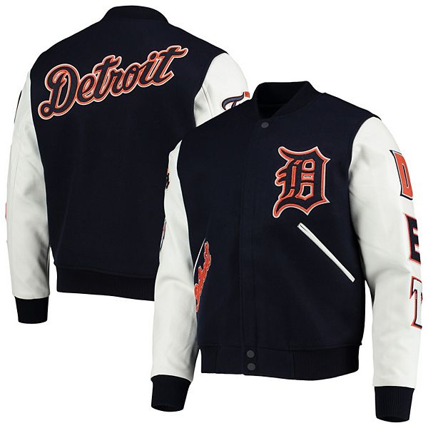 Men's Pro Standard Navy/White Detroit Tigers Varsity Logo Full-Zip Jacket