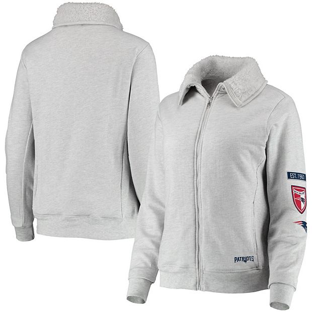 Women's WEAR by Erin Andrews Gray New England Patriots Full-Zip Hoodie