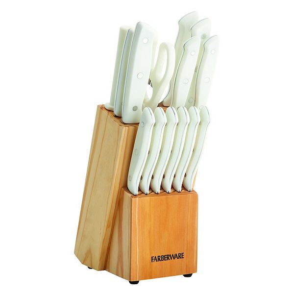 Farberware® 15-pc. Triple-Rivet White-Handle Knife Block Set