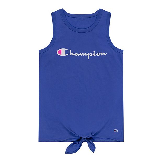 Girls 7 16 Champion Classic Script Logo Tie Front Tank Top