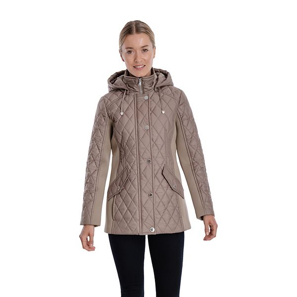 Women's London Fog Hooded SideStretch Quilted Jacket