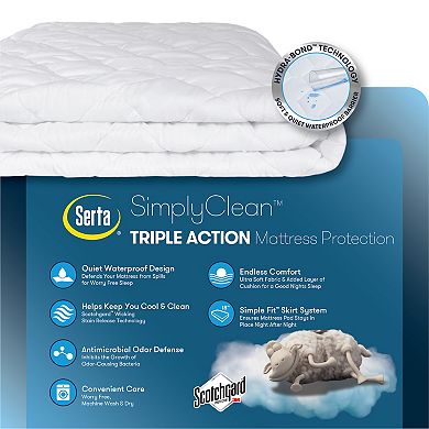 Serta Simply Clean Triple Action Waterproof Antimicrobial Mattress Pad