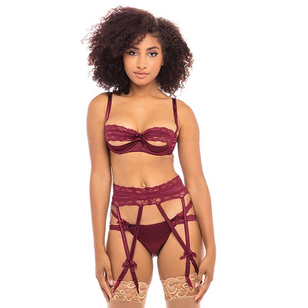 Women's Oh La La Cheri Shelf Shelf Bra, Panty & Garter Belt Set 41