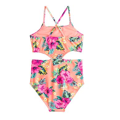 Girls 7-16 SO® Side Cutout One-Piece Swimsuit