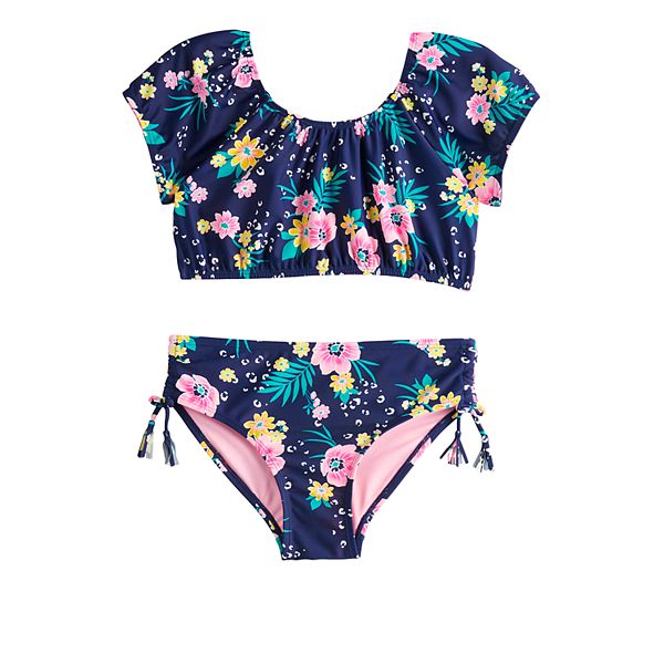 Girls 7-16 SO® Blossom Crop Top Bikini Top & Bottoms Swimsuit Set
