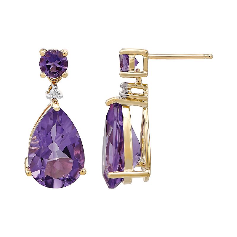 50751357 10k Gold Diamond Accent & Amethyst Earrings, Women sku 50751357