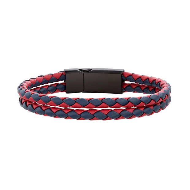 Mens red clearance leather braided bracelet