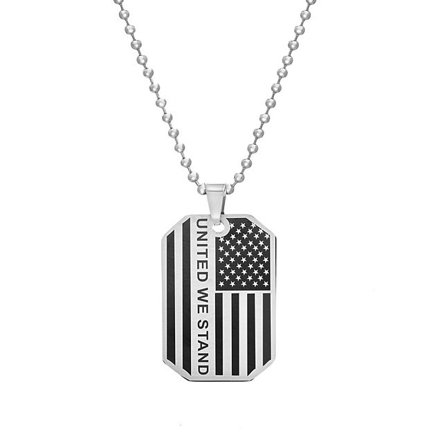 Men's Stainless Steel American Flag Pendant Necklace