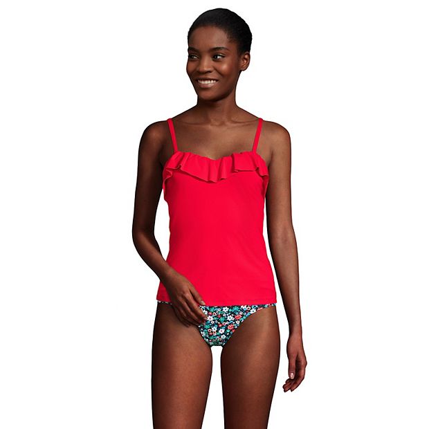 Women's Lands' End Print UPF 50 Tummy Control Ruffle Tankini Top