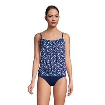 Women's Lands' End DDD-Cup Bust-Minimizer Blouson Chlorine-Resistant Tankini Swim Top