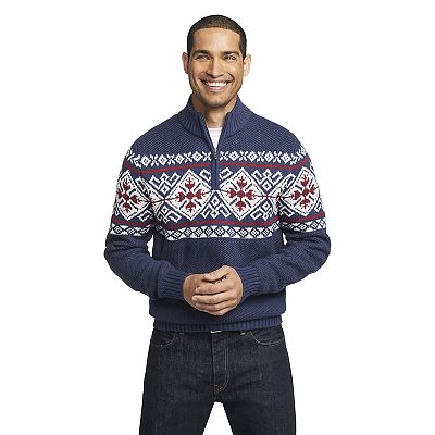 Men's IZOD Sportswear store Fair Isle Quarter Zip Pullover Medium Chunky Knit Heavy