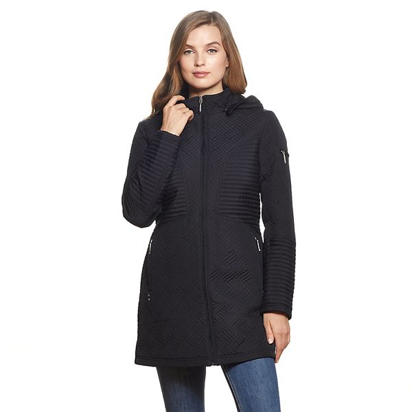Women's Weathercast Hooded Mix-Quilted Walker Coat