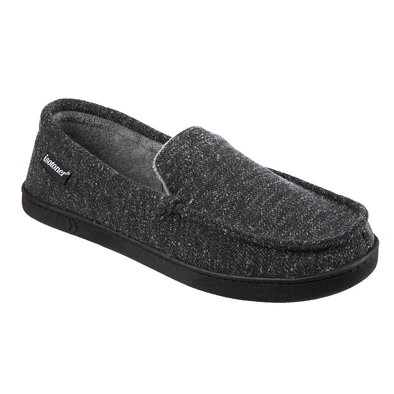 Isotoner Men's Preston Heather Knit Moccasin Slippers