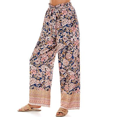 Juniors Lily Rose Belted Woven Palazzo Pants