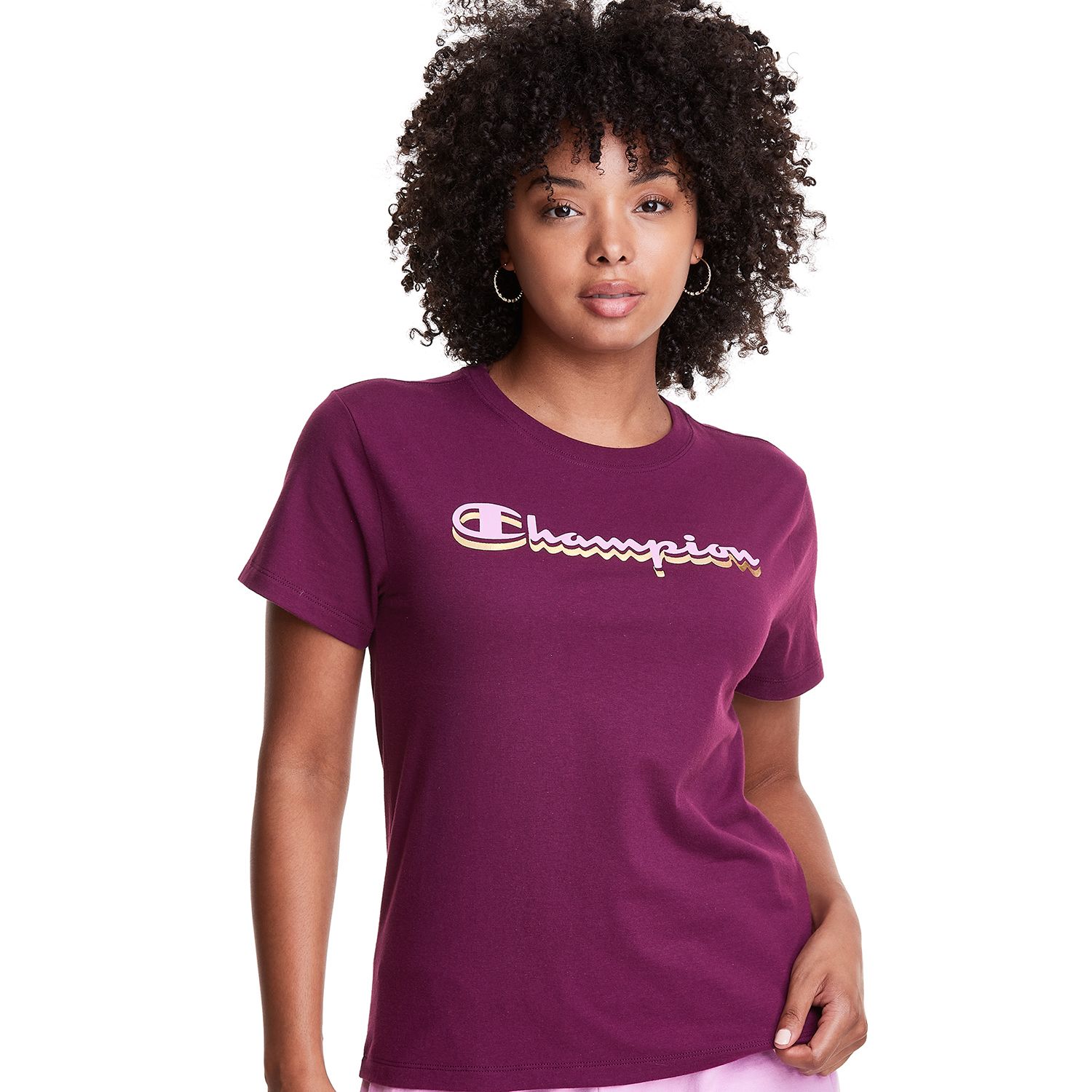 champion t shirt womens pink