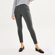 LOFT Heathered Seamed Ponte Leggings, Color Charcoal Size M in
