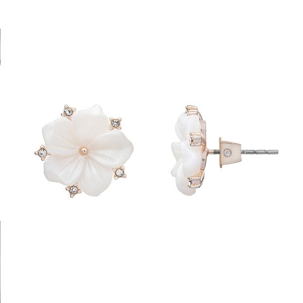 Rose Mother of Pearl Flower Post Earrings