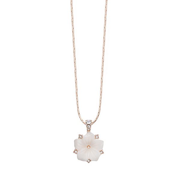 LC Lauren Conrad Rose Gold Tone White Flower Pendant Necklace