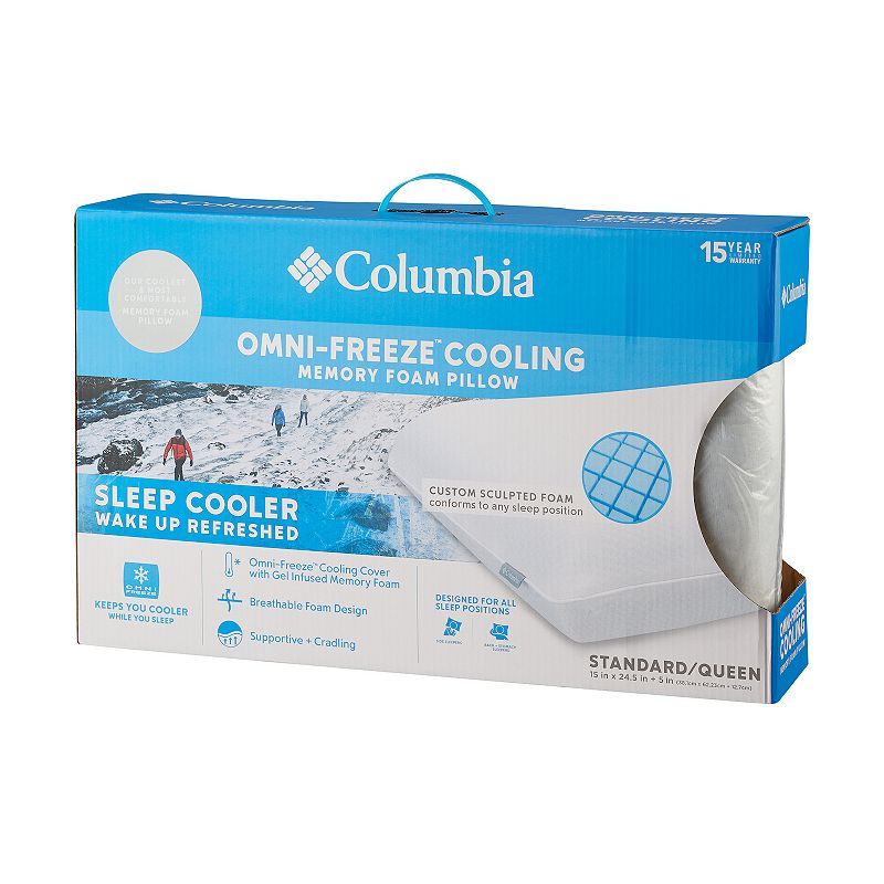 Columbia Omni Freeze Cooling Memory Foam Pillow, White, Queen