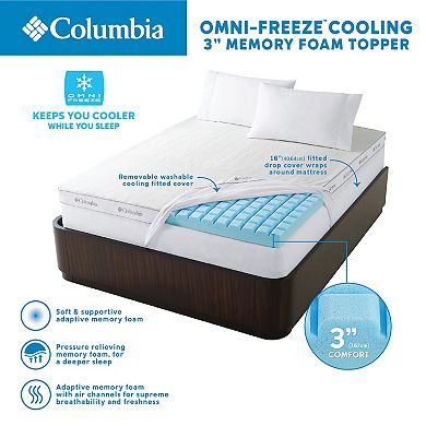 Columbia Omni Freeze Cooling 3" Memory Foam Topper