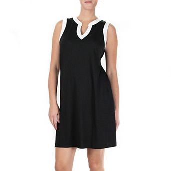 Women's Nina Leonard Colorblock Splitneck Dress