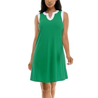Women's Nina Leonard Colorblock Splitneck Dress