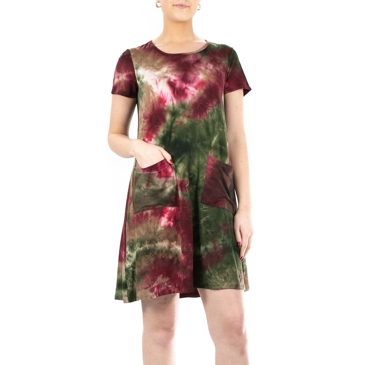 Женское платье Nina Leonard Print T-Shirt, цвет: Оливковый разноцветный