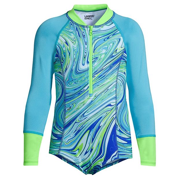 Girl's Long-Sleeve Half Zip Swimsuit