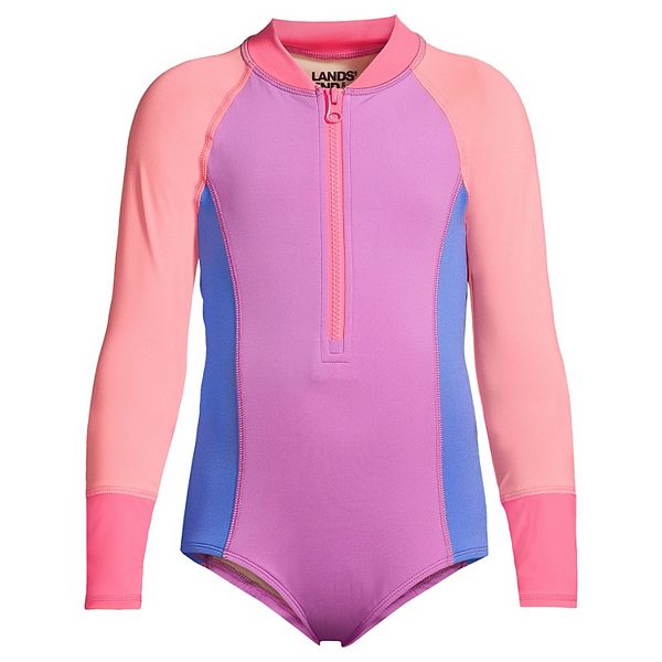 Girls 4 16 Lands End Long Sleeve Half Zip One Piece Swimsuit