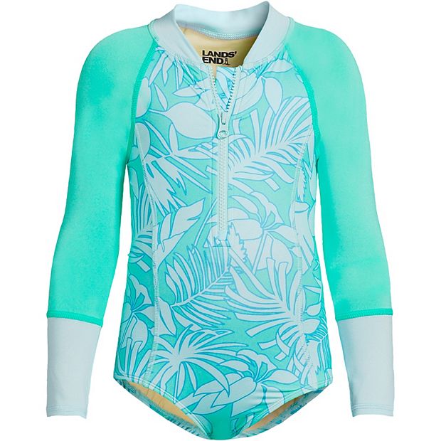 Girls 4 16 Lands End Long Sleeve Half Zip One Piece Swimsuit