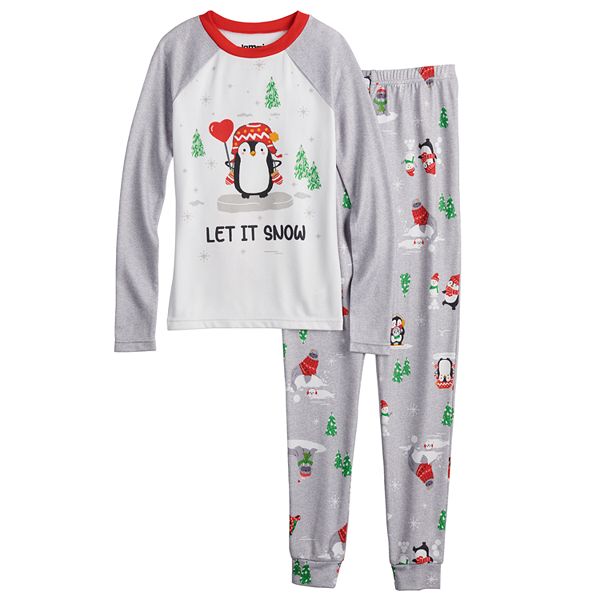 Girls 4-12 Jammies For Your Families® Penguin & Friends Raglan Pajama ...