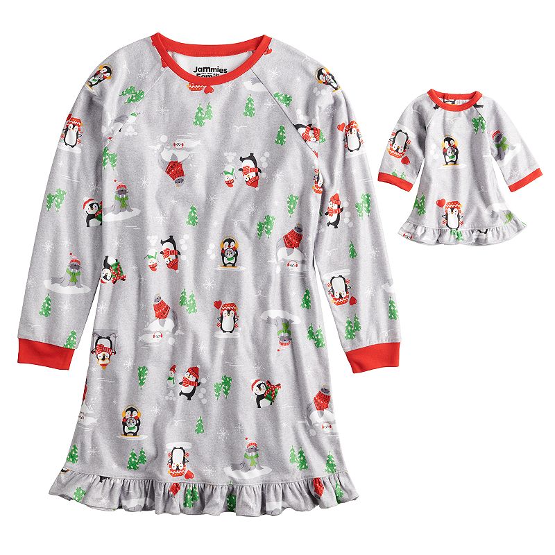 Girls 4-16 Jammies For Your Families Penguin & Friends Night Gown & Doll Go