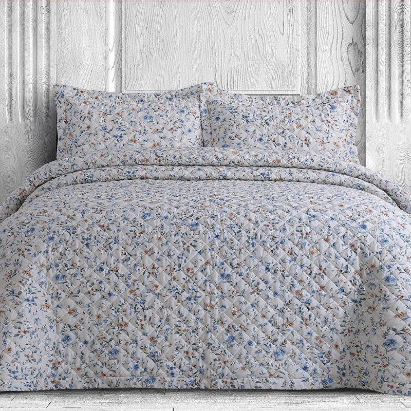 Azores Home Carolina 300 Thread Count Organic Cotton Oversized Quilt Set wi
