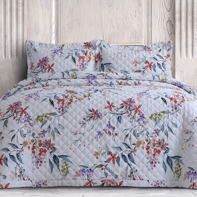 Azores Home Isabella 300 Thread Count Organic Cotton Oversized Quilt Set wi