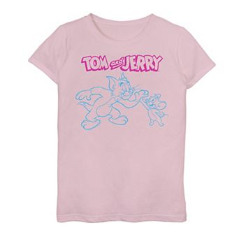 Girls 7-16 Tom And Jerry High Five Line Art Graphic Tee