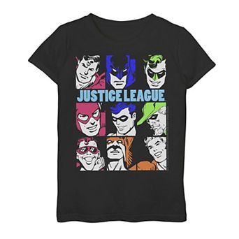 Girls 7-16 DC Comics Justice League Retro Faces Graphic Tee