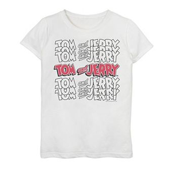 Girls 7-16 Tom And Jerry Logo Stack Graphic Tee