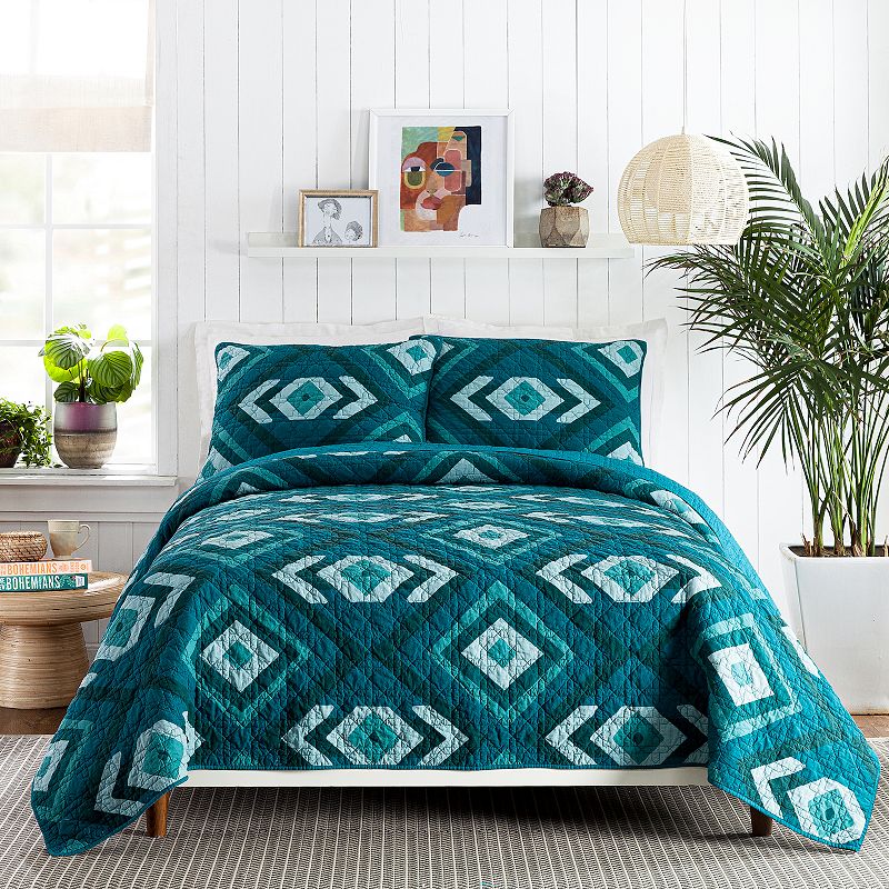 Makers Collective Justina Blakeney Midway Quilt Set with Shams, Green, King